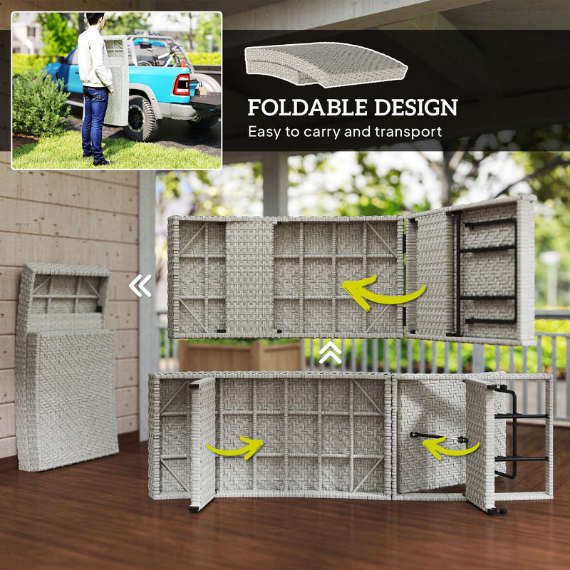 Grey Rattan Folding Sun Lounger With Adjustable Backrest and Wheels by Outsunny