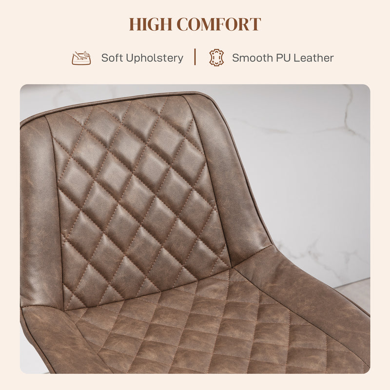 Adjustable Swivel Bar Stools Set of 2 with Backrest and Footrest for Kitchen Brown