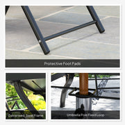 Khaki 7 Seater Steel Outdoor Dining Set With Parasol Hole by Outsunny