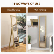 Full Length Leaning Wall Mirror 37 x 157 cm Ideal for Bedroom or Hallway Natural