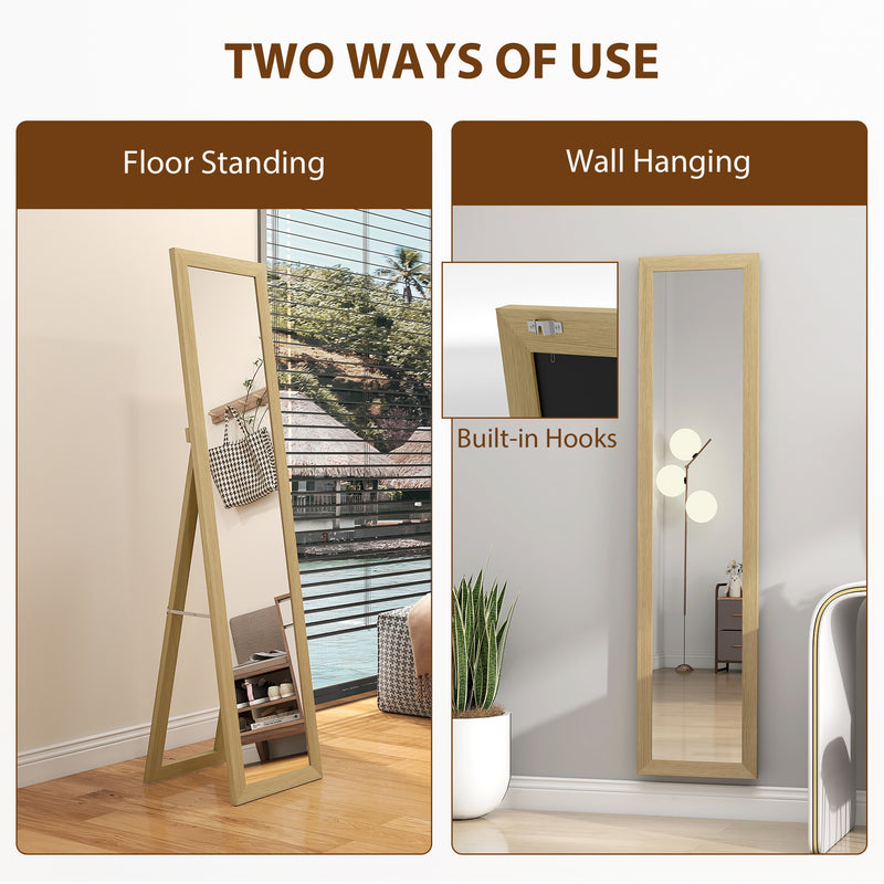 Full Length Leaning Wall Mirror 37 x 157 cm Ideal for Bedroom or Hallway Natural