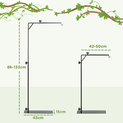 Adjustable Reptile Lamp Stand with Hook and Stable Base for Terrariums Black AOSOM