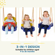 Kids Swing Seat With Adjustable Ropes and Safety Harness for Garden or Indoor Use Multicolour AOSOM