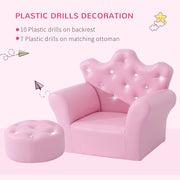 Kids PU Leather Armchair with Footstool Ideal for Reading or Relaxing, Pink