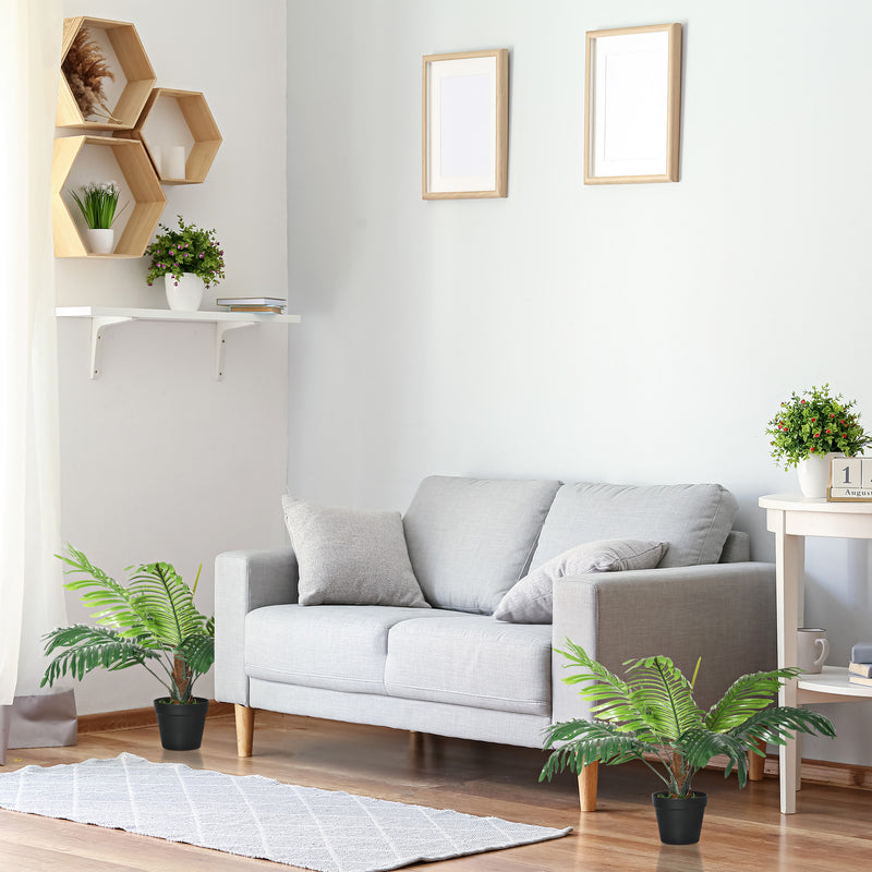 2 Pack 60cm Artificial Palm Trees with Nursery Pots for Indoor and Outdoor Use Green