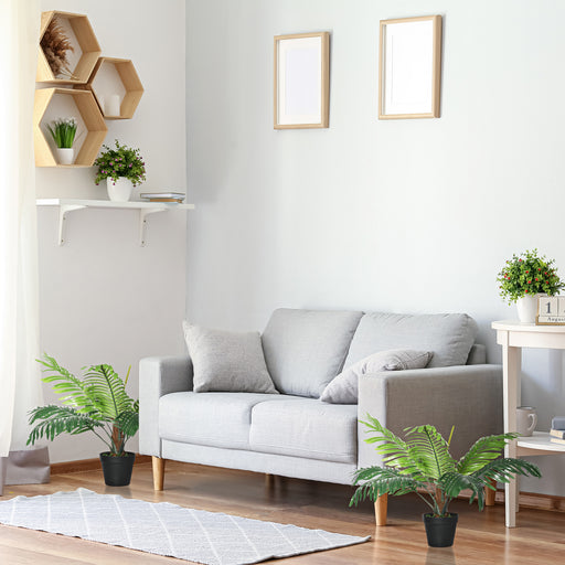 2 Pack 60cm Artificial Palm Trees with Nursery Pots for Indoor and Outdoor Use Green