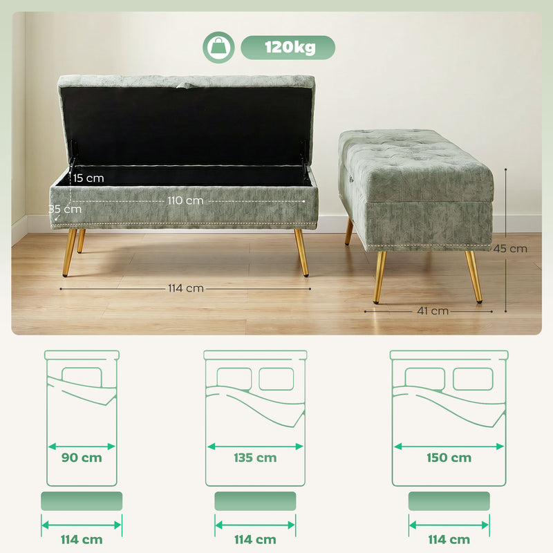 Storage Ottoman with Hidden Compartment and Padded Seat for Living Room or Bedroom