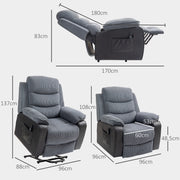 Dark Grey Overstuffed Corduroy Electric Recline and Lift Chair for Ultimate Comfort by HOMCOM