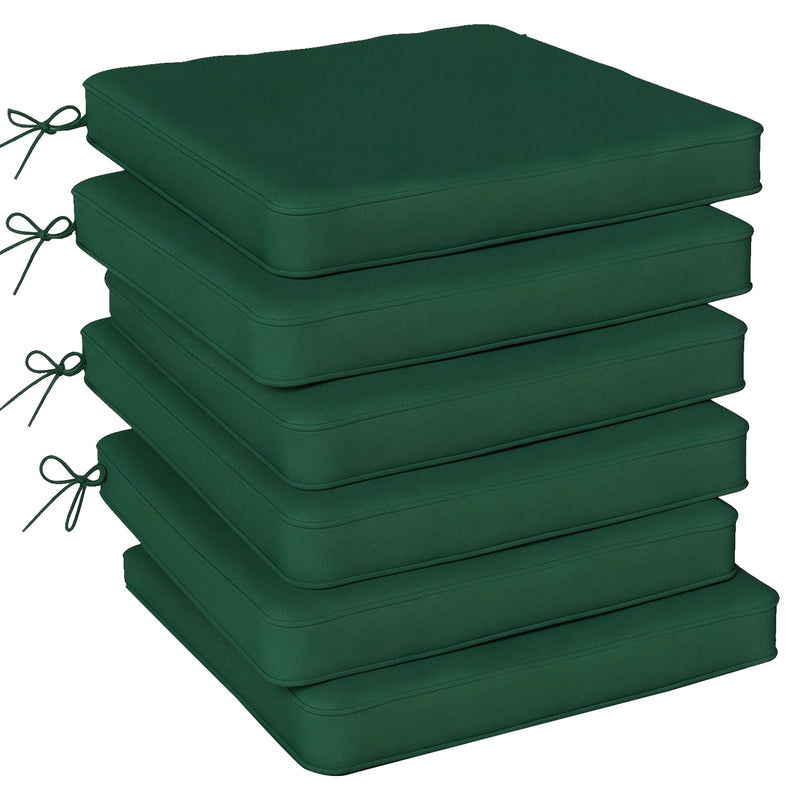 Set of 6 Padded Chair Cushions for Indoor or Outdoor Comfort with Removable Covers Green Outsunny