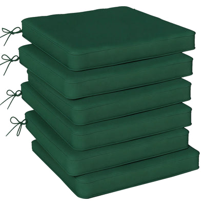 Set of 6 Padded Chair Cushions for Indoor or Outdoor Comfort with Removable Covers Green Outsunny