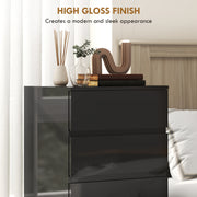 Chest of Drawers with 5 Spacious Handleless Storage Drawers for Bedroom Organisation High Gloss Black AOSOM