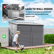 5 x 9ft Metal Garden Storage Shed with Foundation Kit and Lockable Doors Grey