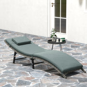 Rattan Folding Sun Lounger with Cushion and Pillow Mixed Grey by Outsunny