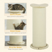 Tall Cat Scratching Post with Sisal Rope and Soft Plush Cover Anti Tip Design Beige