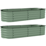 Green Galvanised Metal Raised Garden Beds Pack of 2 for Flowers Herbs and Succulents