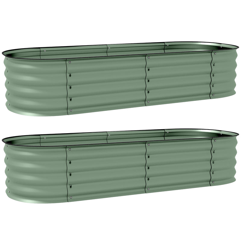Green Galvanised Metal Raised Garden Beds Pack of 2 for Flowers Herbs and Succulents