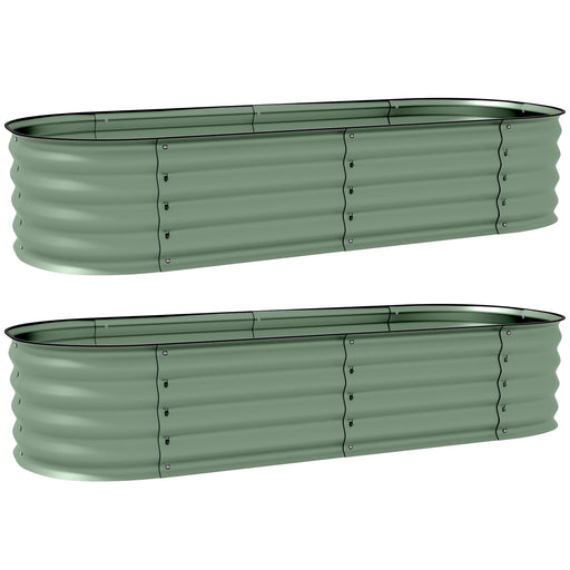 Green Galvanised Metal Raised Garden Beds Pack of 2 for Flowers Herbs and Succulents