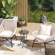 Small Round Mosaic Garden Table with Shelf Ceramic Tile Top for Outdoor and Indoor Use by Outsunny