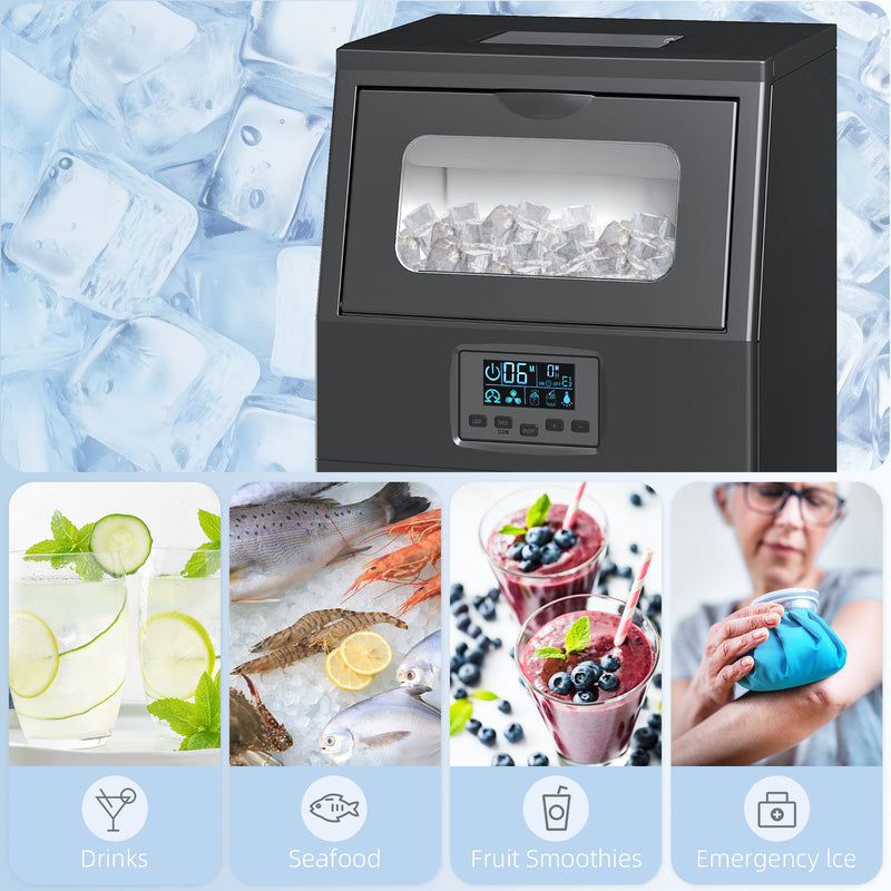 Commercial Ice Maker | 30kg Daily Output | Dual Water Supply | Black