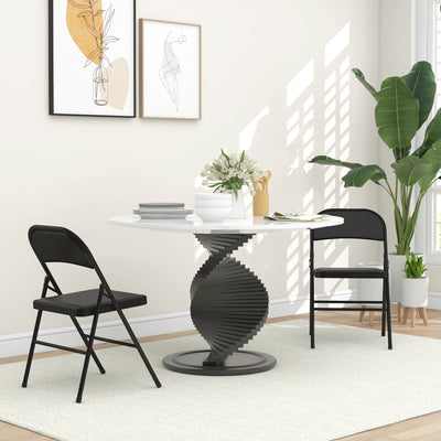 Set of 2 Folding Chairs with Cushioned Seats Ideal for Home or Events, Black