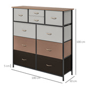 10 Drawer Fabric Chest of Drawers with Steel Frame for Bedroom Storage Multicolour