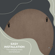 Round Wall Mirror With Shelf Ideal for Bathroom or Hallway Space Saving Design Grey