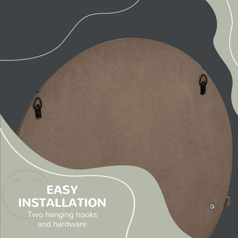 Round Wall Mirror With Shelf Ideal for Bathroom or Hallway Space Saving Design Grey