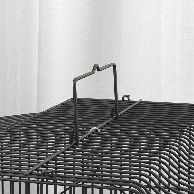 Large Metal Bird Cage with Perches Food Bowls and Swing for Budgies and Parakeets Black by PawHut