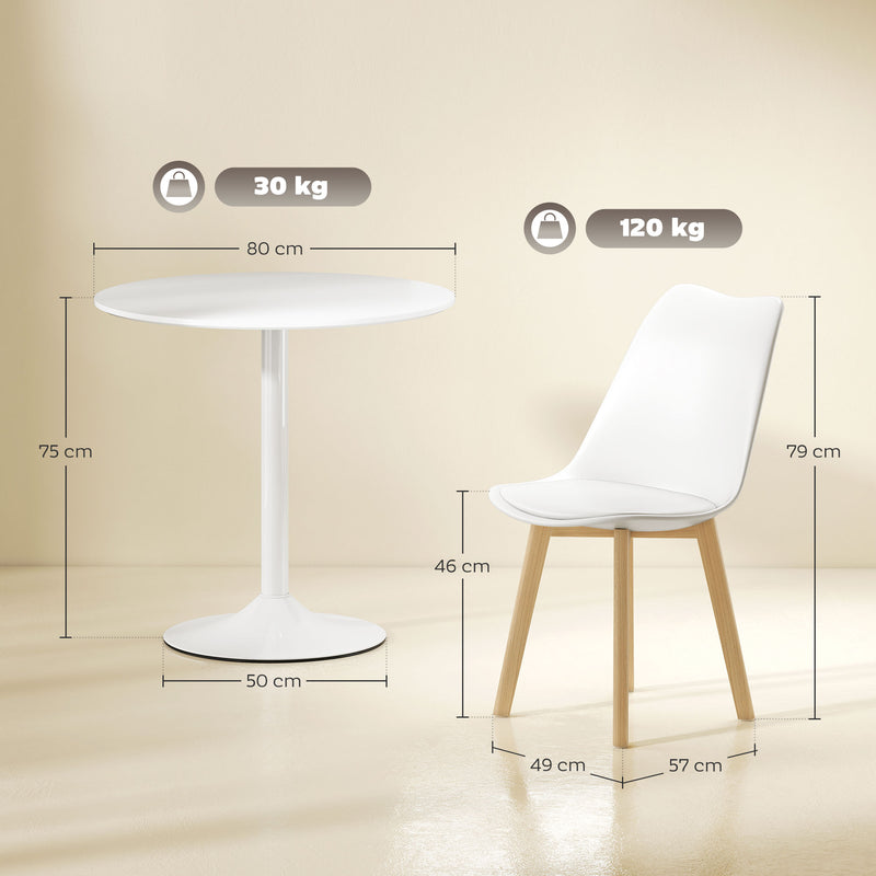 Five Piece White Modern Dining Set With Table And Chairs For Kitchen Or Dining Room