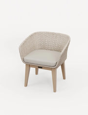 Eden Dusk rope dining chair in warm beige with light wood legs and seat cushion