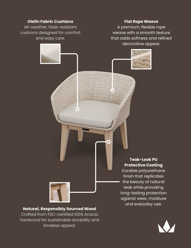 Eden Dusk rope tub chair detail in warm beige