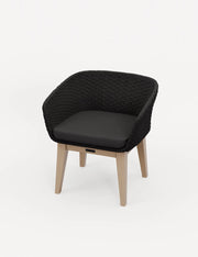 Eden Night black rope dining chair with seat cushion and wood legs