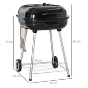 Portable Charcoal BBQ Grill with Wheels and Utensils for Outdoor Cooking and Camping by Outsunny