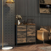 Rustic Storage Chest with Six Fabric Drawers Ideal for Bedroom or Hallway Rustic Brown