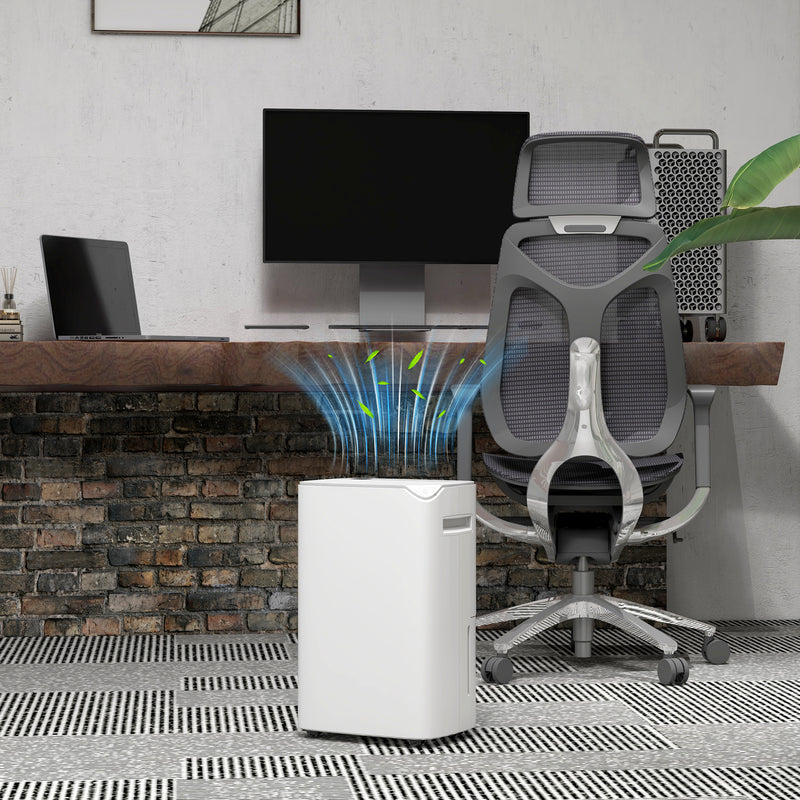 White 20L Per Day Portable Dehumidifier with Washable Filter for Home Use by HOMCOM