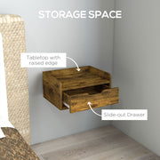 Set of 2 Industrial Style Wall Mounted Bedside Tables with Drawer Ideal for Small Bedrooms Rustic Brown