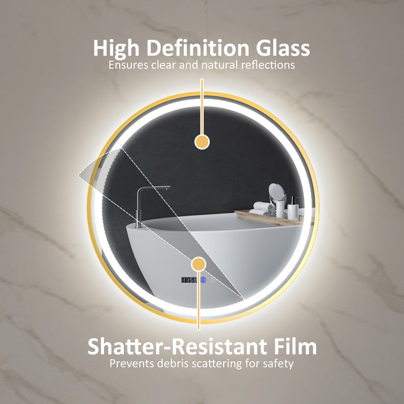 60cm Anti-Fog LED Bathroom Mirror Gold Tone by HOMCOM