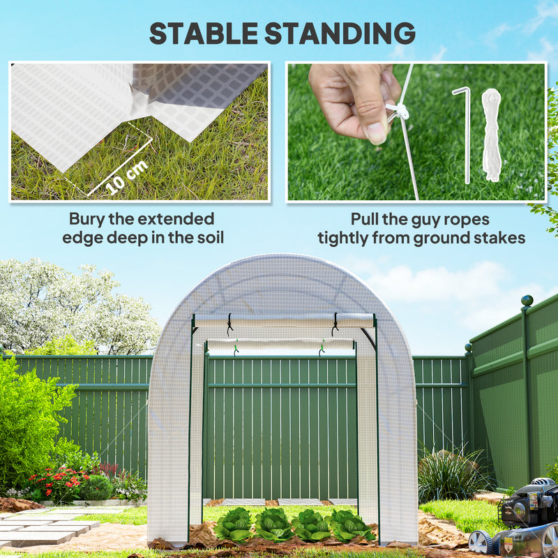 White 180 x 180cm Walk-In Polytunnel Greenhouse for Plants and Vegetables by Outsunny