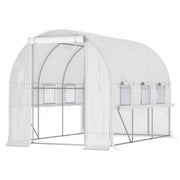 Walk In Polytunnel Greenhouse With UV Resistant Cover And Roll Up Sides For Garden, White
