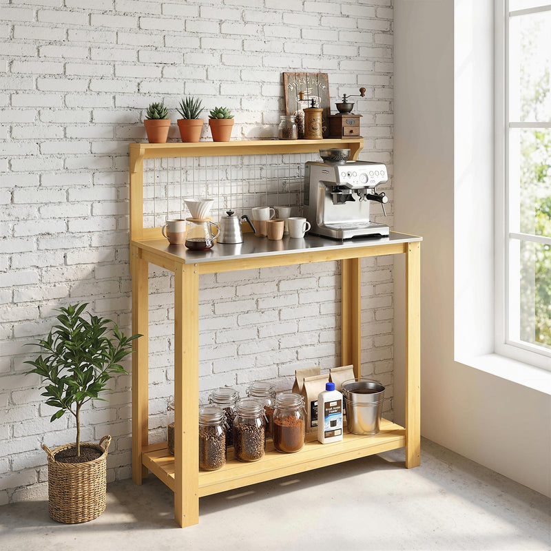 Outdoor Potting Bench with Aluminium Worktop and Shelves for Organised Gardening