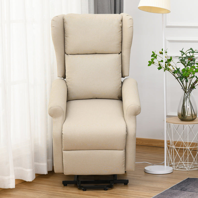 Electric Recliner Armchair With Power Lift and Footrest for Elderly Comfort Beige