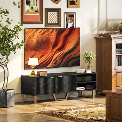 Black Marble Effect TV Stand for up to 70 Inch TVs With Shelves and Storage by HOMCOM