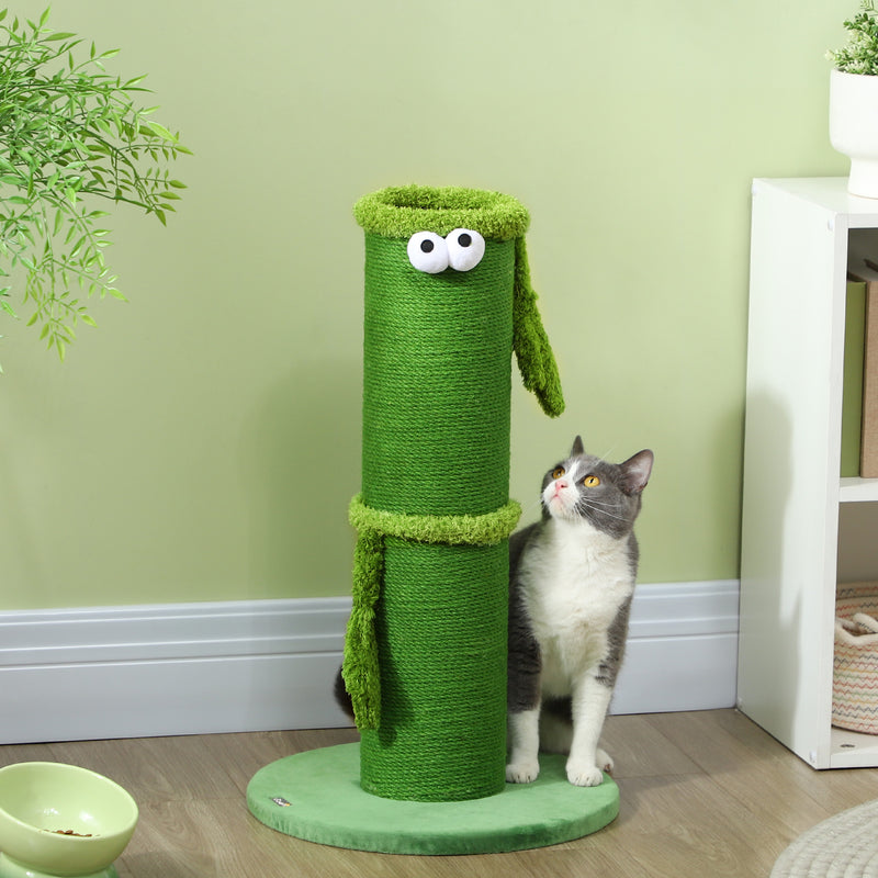 Green 63cm Cat Scratching Post with Sisal Rope and Sturdy Base for Indoor Cats by PawHut