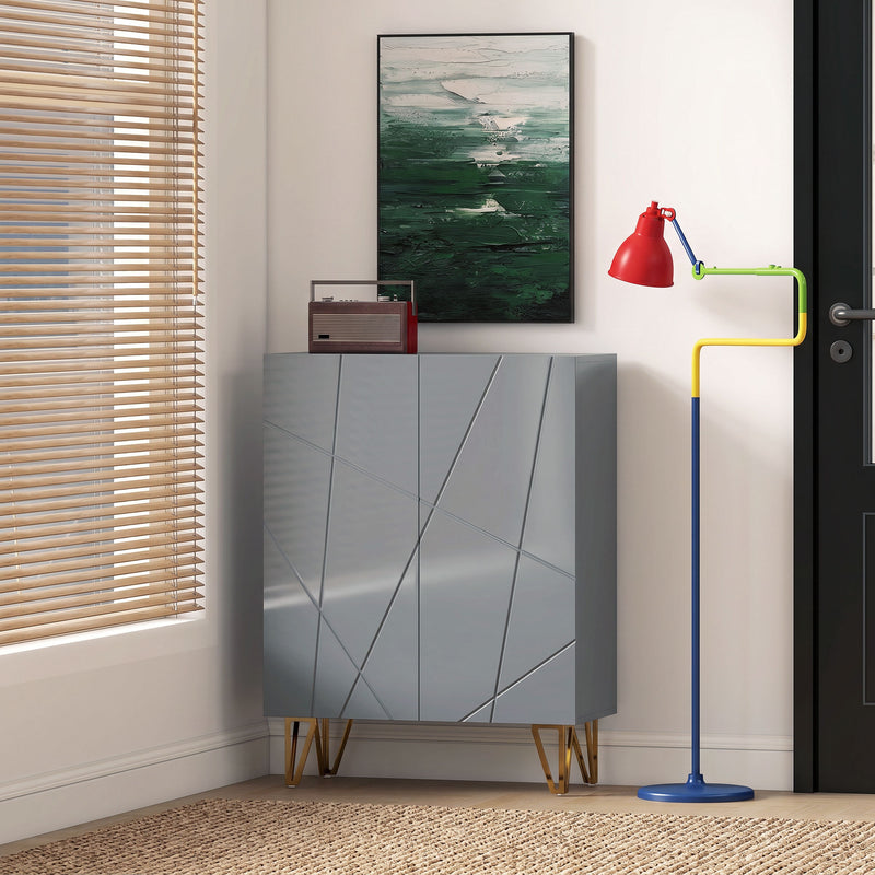 Shoe Cabinet with Adjustable Shelves for Hallway Storage and Clutter-Free Entrance High Gloss Grey