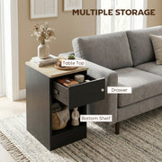 Slim Bedside Table Set of 2 with Drawer and Shelf for Small Spaces Black AOSOM