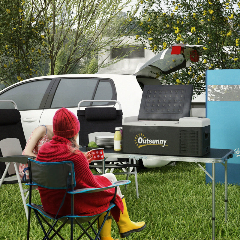 16L Portable Car Fridge with Adjustable Temperature for Travel and Camping Black Grey AOSOM