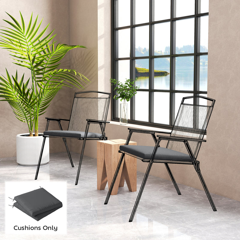 Garden Chair Cushions Set of 2 with Water Resistant Covers and Firm Foam Support Dark Grey Outsunny