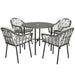 Grey 5 Piece Rattan Patio Dining Set With Cushions And Glass Tabletop By Outsunny