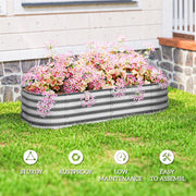 Galvanised Raised Garden Bed Metal Planter Box With Safe Edges For Herbs And Flowers Silver AOSOM