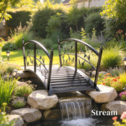 Metal Garden Bridge with Safety Railings for Crossing Streams or Flowerbeds Black Outsunny